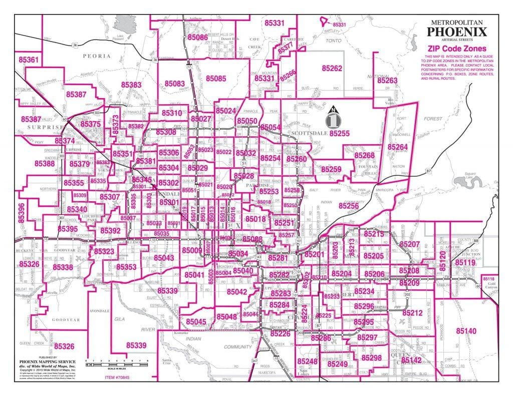 el código postal de mapa de Phoenix az