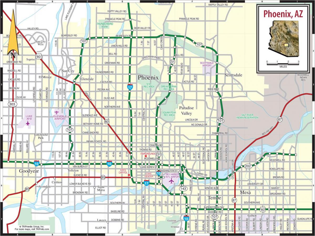 mapa de Phoenix az área