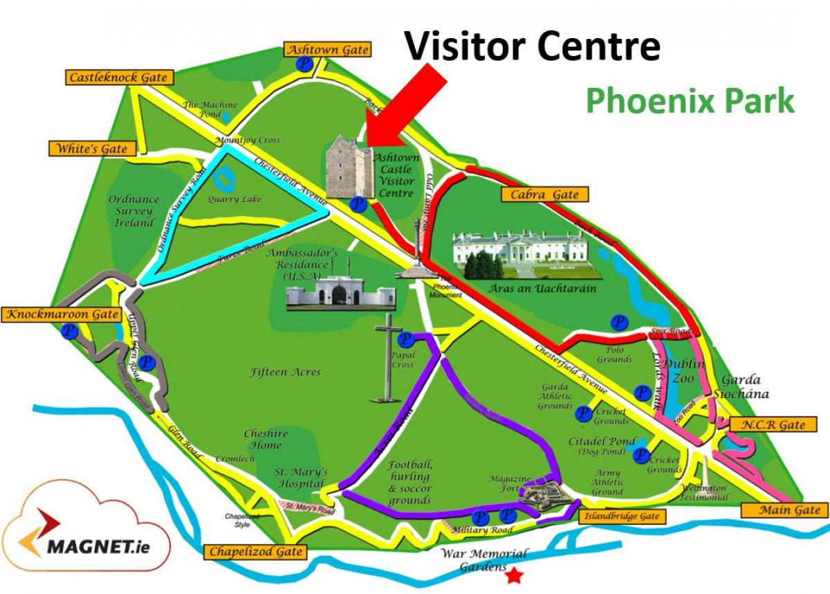 Phoenix park en el mapa