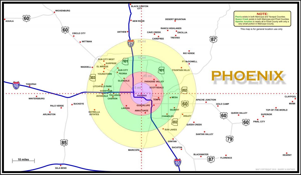 mapa de la zona de Phoenix