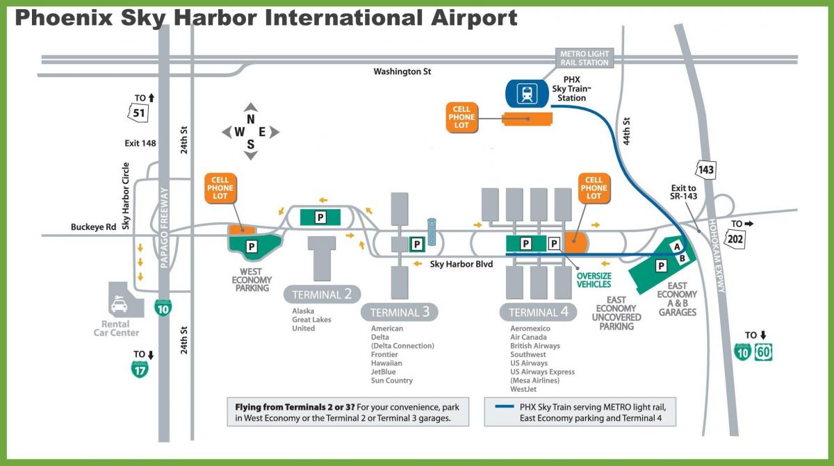 El aeropuerto de Phoenix puerta mapa