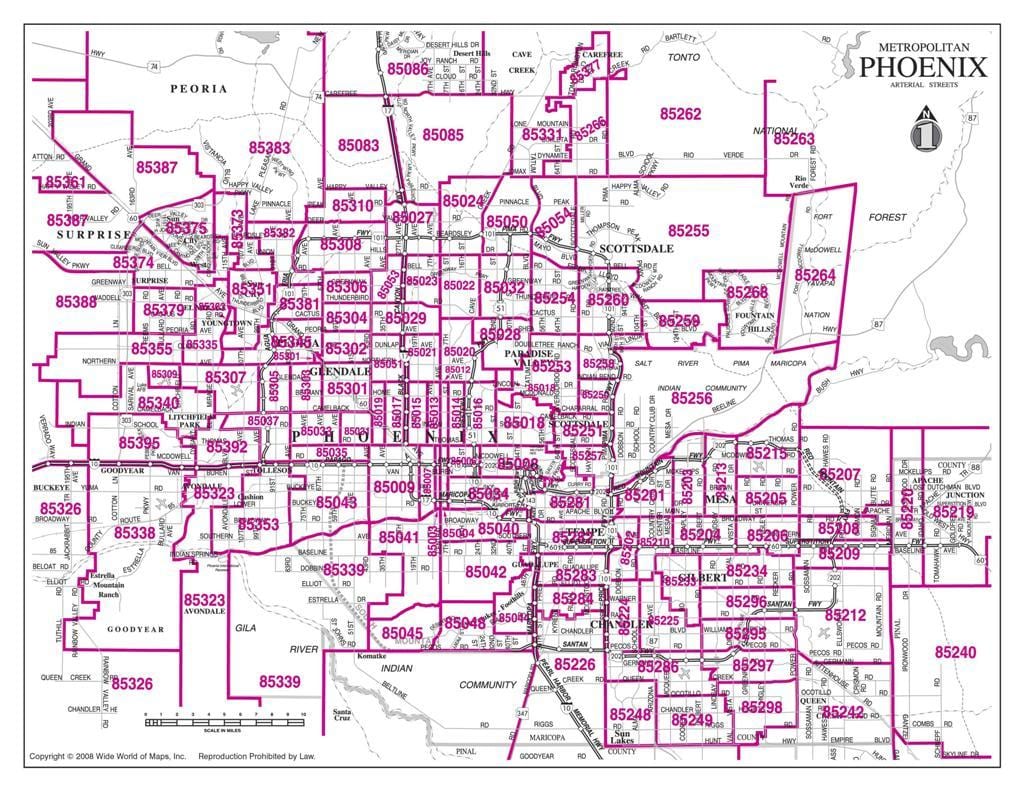 código de área de mapa de Phoenix