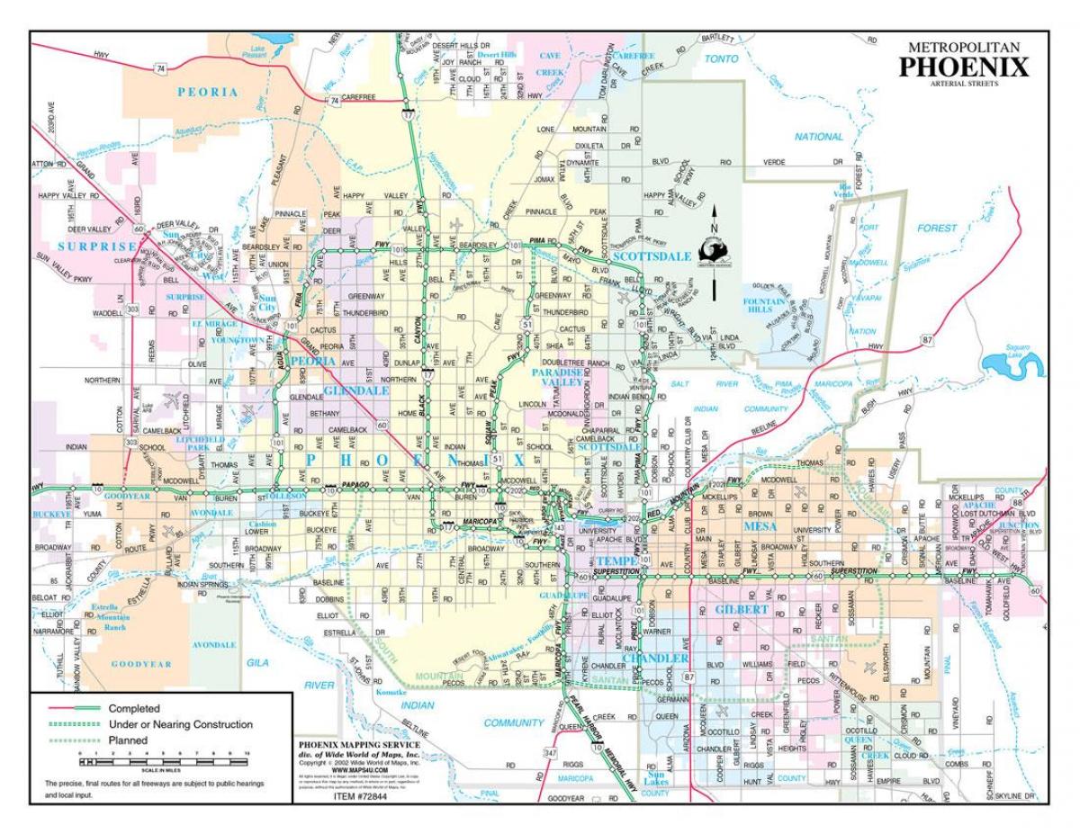 mapa de las calles de Phoenix