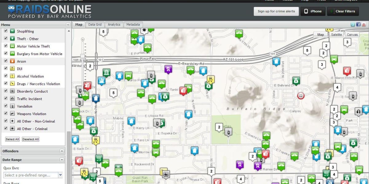 mapa de la criminalidad en Phoenix az