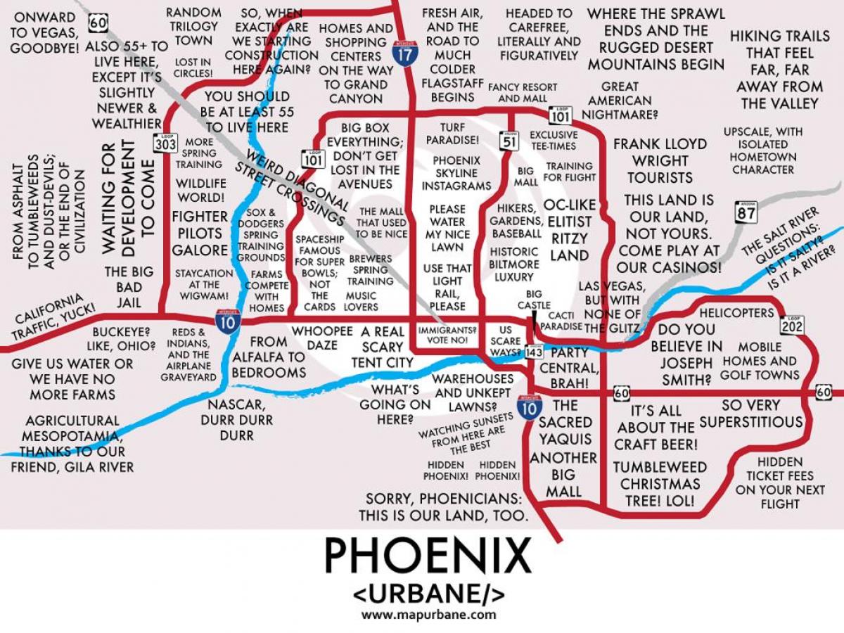mapa de los suburbios de Phoenix