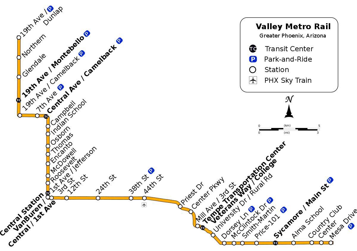 Valley metro, el mapa de la ruta