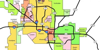 Área metropolitana de Phoenix mapa