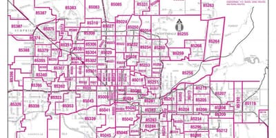 El código postal de mapa de Phoenix
